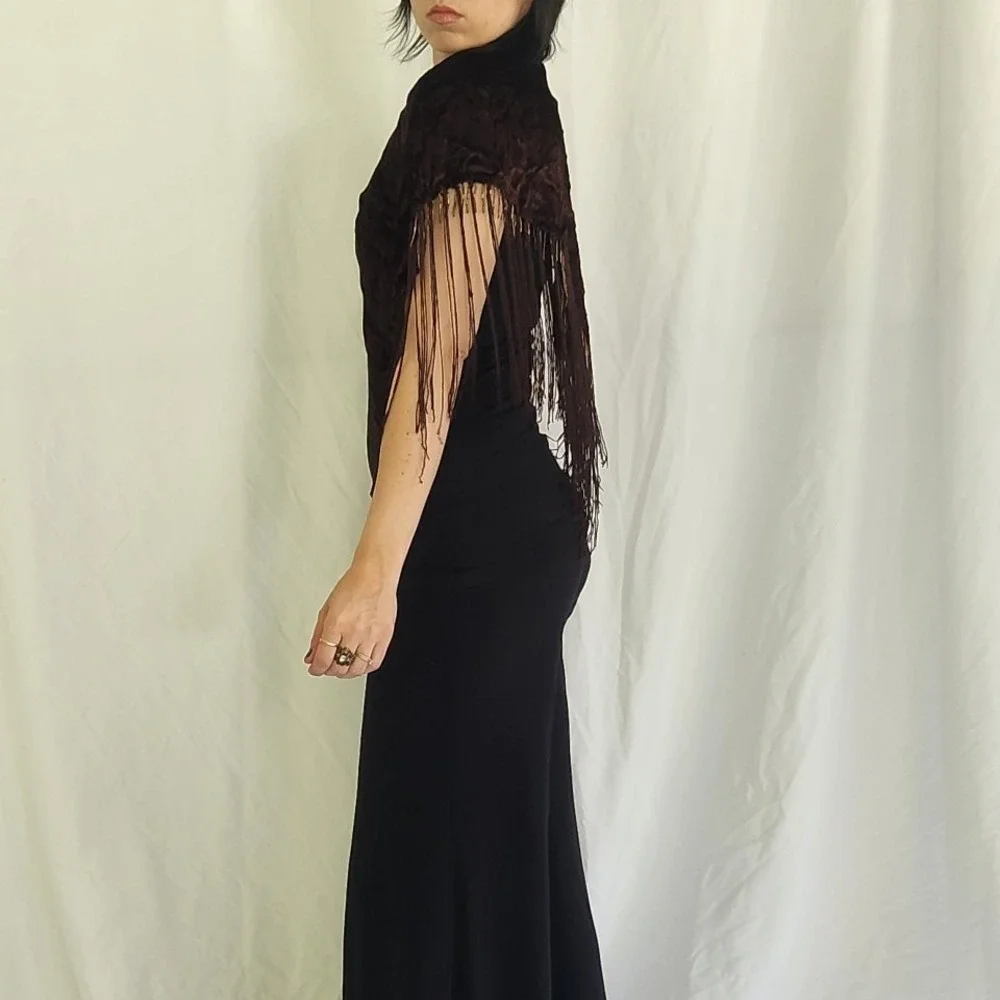 Vintage Brown Velvet‎ Shawl